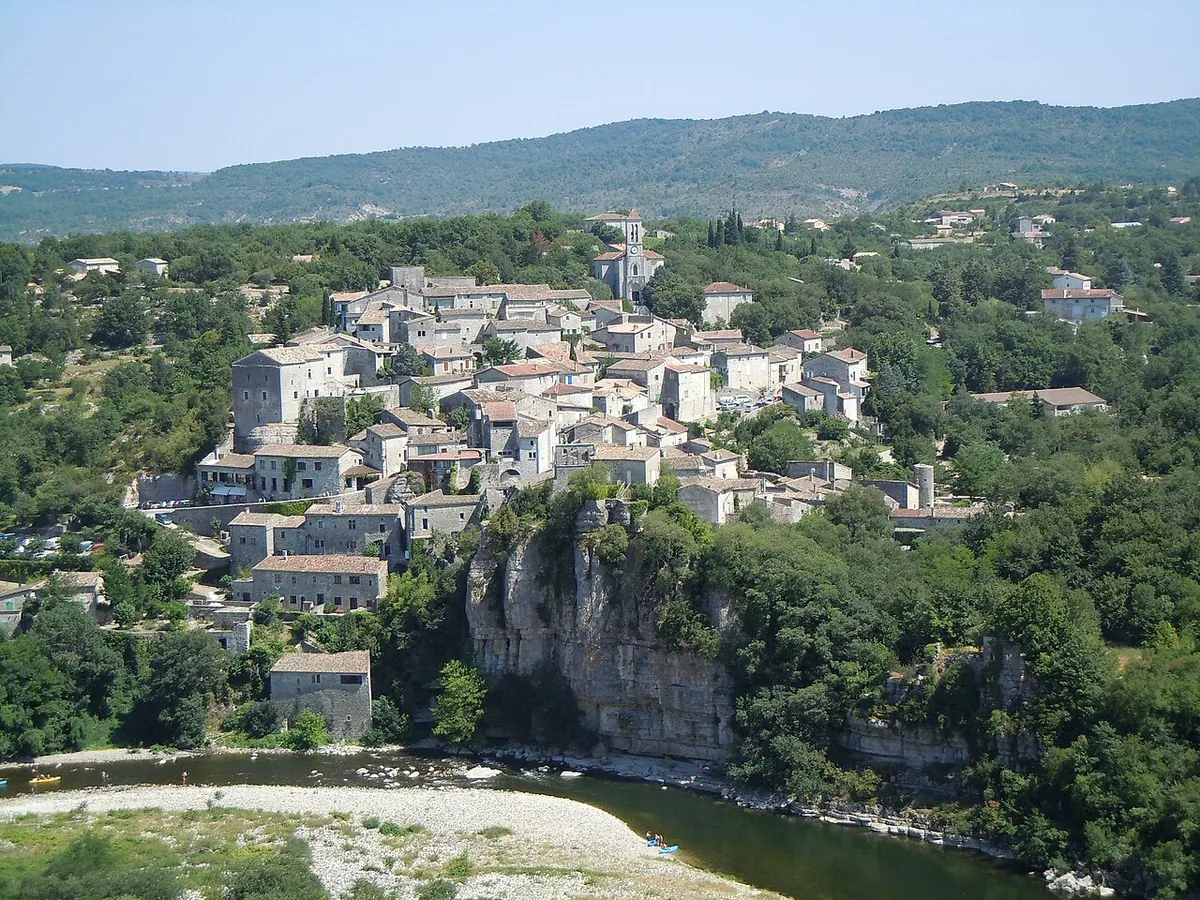 View of the village of Balazuc