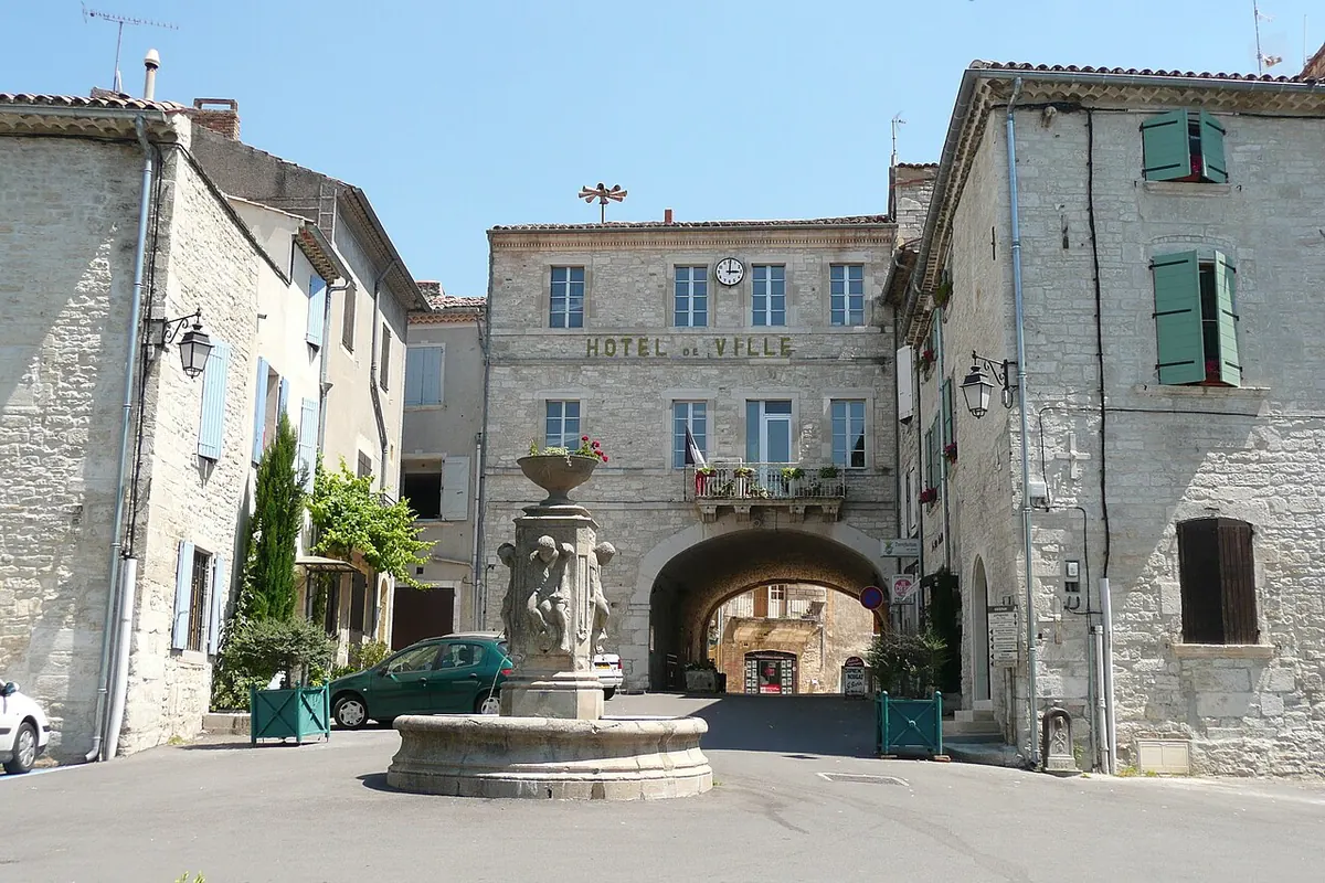 View of the village of Barjac